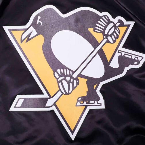 Pittsburgh Penguins Glam Black Varsity Satin Jacket - Image 7