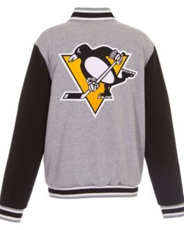 Pittsburgh Penguins Gray and Black Varsity Wool Jacket