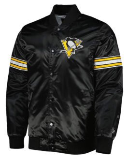 Black Pick & Roll Pittsburgh Penguins Satin Jacket