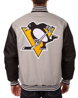 Pittsburgh Penguins Gray and Black Two Hit Jacket