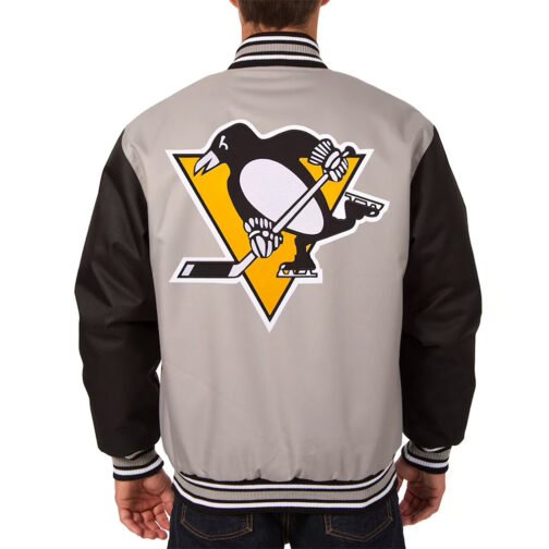 Pittsburgh Penguins Gray and Black Two Hit Jacket - Image 2