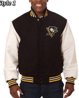 Varsity Pittsburgh Penguins Black and White Two-Tone Jacket
