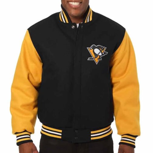 Pittsburgh Penguins Varsity Black Jacket - Image 2