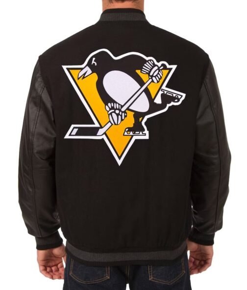 Pittsburgh Penguins Varsity Black Jacket - Image 4