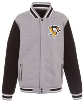 Pittsburgh Penguins Gray and Black Varsity Wool Jacket