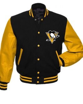 Pittsburgh Penguins NHL Black and Yellow Varsity Jacket