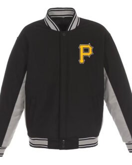 Accent Pittsburgh Pirates Black and Gray Varsity Full-Snap Wool Jacket
