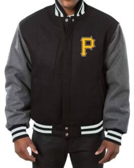 MLB Pittsburgh Pirates Baseball Varsity Wool Black and Grey Jacket