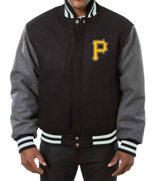 MLB Pittsburgh Pirates Baseball Varsity Wool Black and Grey Jacket
