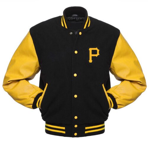 Pittsburgh Pirates Black and Yellow Varsity Jacket - Image 3