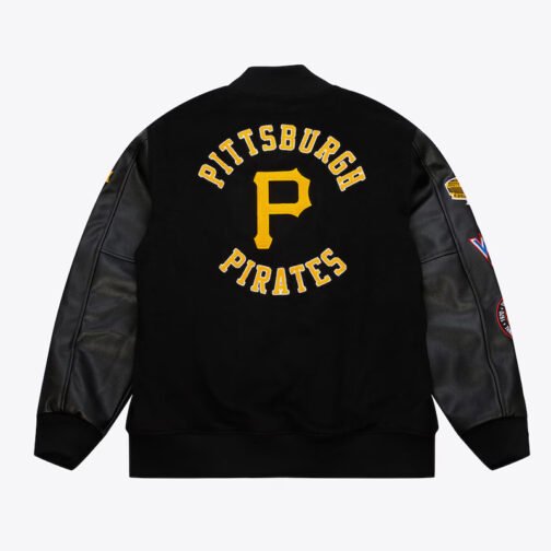 Pittsburgh Pirates Black Out Vintage Logo Varsity Jacket - Image 2