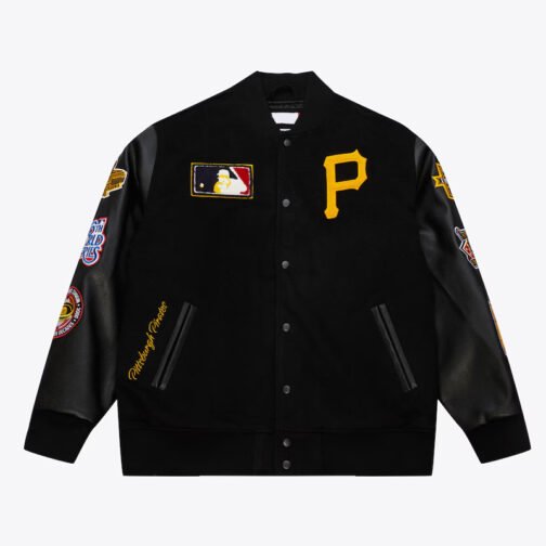 Pittsburgh Pirates Black Out Vintage Logo Varsity Jacket