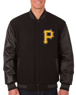 Pittsburgh Pirates Black Varsity Wool and Leather Jacket