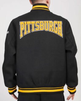 Pittsburgh Pirates Crest Emblem Black Varsity Wool Jacket