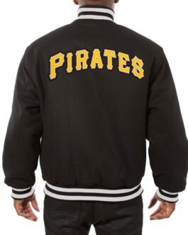 Varsity Pittsburgh Pirates Embroidered Black Wool Jacket
