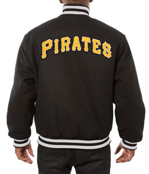 Varsity Pittsburgh Pirates Embroidered Black Wool Jacket - Image 2