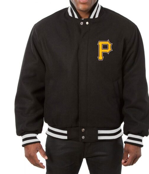 Varsity Pittsburgh Pirates Embroidered Black Wool Jacket
