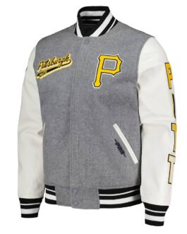 Heather Gray/White Pittsburgh Pirates Varsity Jacket