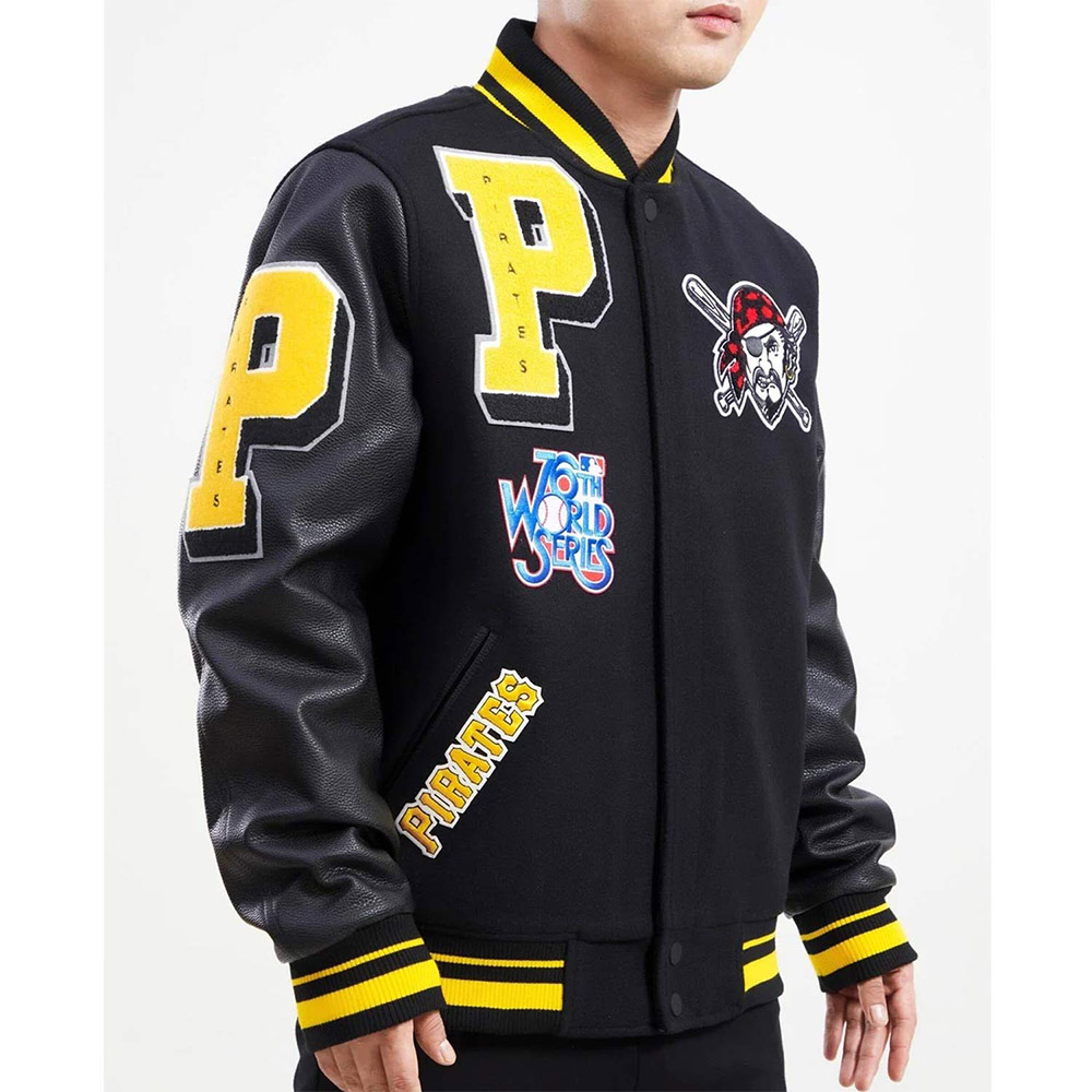 Pittsburgh Pirates Logo Mash Up Varsity Jacket - Image 3