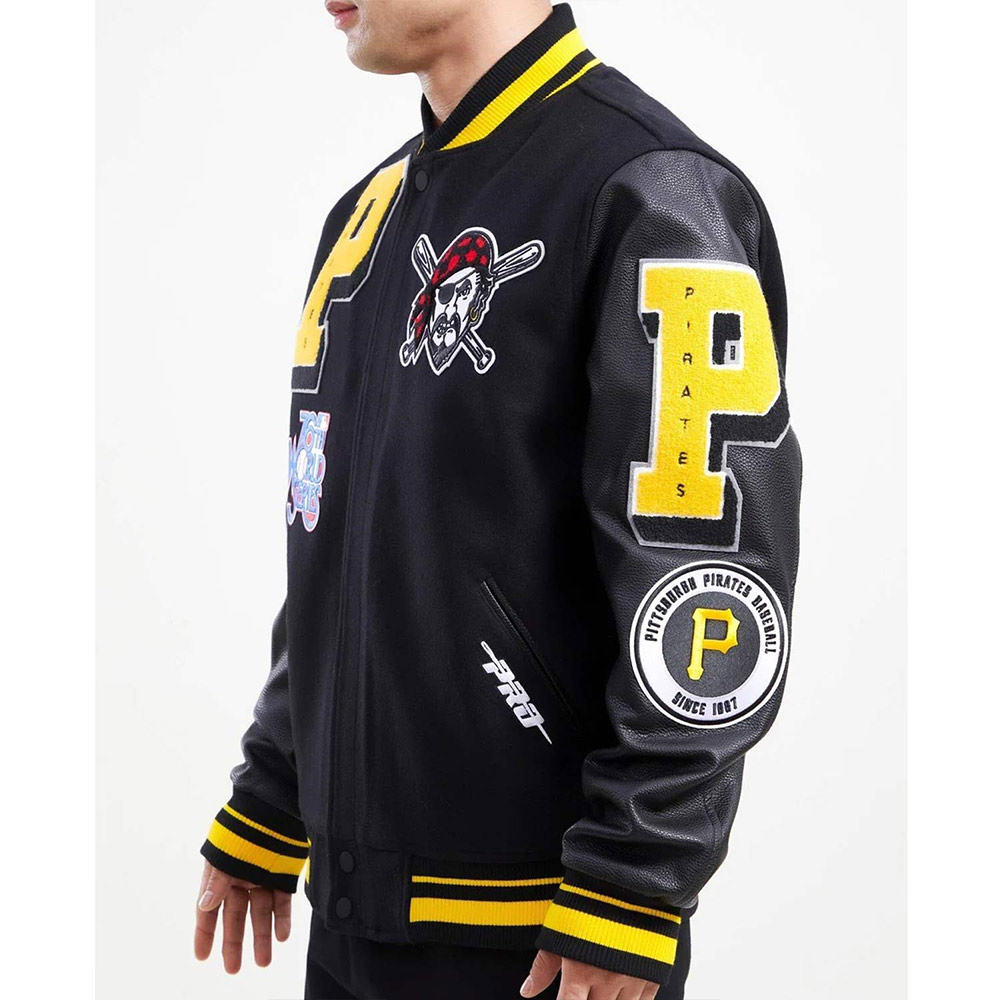 Pittsburgh Pirates Logo Mash Up Varsity Jacket - Image 4