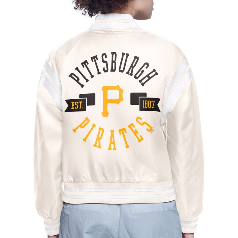 Pittsburgh Pirates Printed Logo Varsity Satin Jacket - Image 4