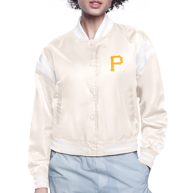 Pittsburgh Pirates Printed Logo Varsity Satin Jacket - Image 2