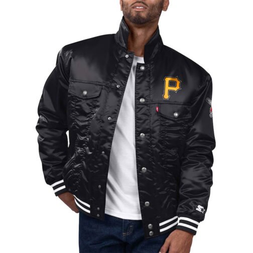 Pittsburgh Pirates Black Silver Tab Trucker Jacket