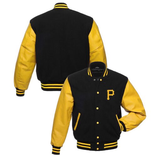 Pittsburgh Pirates Black and Yellow Varsity Jacket - Image 4