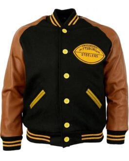 1955 Pittsburgh Steelers Varsity Brown and Black Jacket