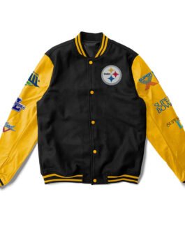 Black/Yellow 6X Champions Pittsburgh Steelers Varsity Jacket