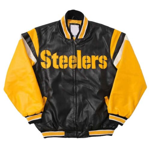Pittsburgh Steelers Black and Yellow Leather Jacket - Image 3