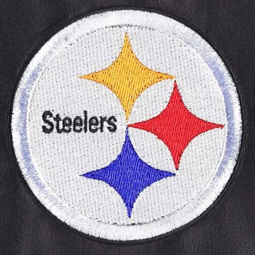 Black Pittsburgh Steelers Metallic Full-Snap Leather Jacket - Image 4