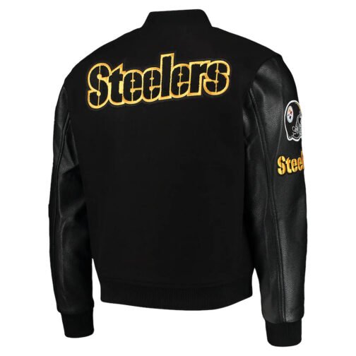 Pittsburgh Steelers Logo Black Letterman Jacket - Image 2