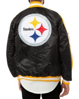 Pittsburgh Steelers Striped Satin Black Jacket