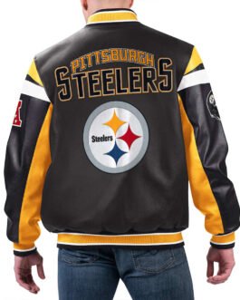 Pittsburgh Steelers Black Varsity Full-Zip Leather Jacket