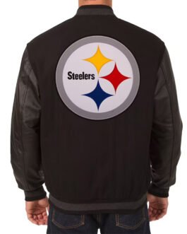 Pittsburgh Steelers Black Varsity Wool & Leather Jacket