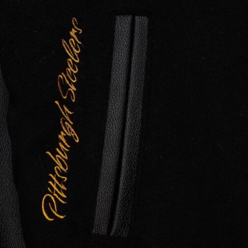 Pittsburgh Steelers Blackout Vintage Logo Varsity Jacket - Image 3