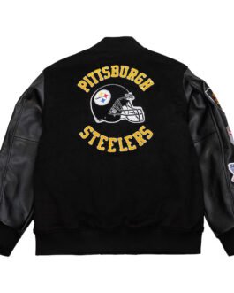 Pittsburgh Steelers Blackout Vintage Logo Varsity Jacket