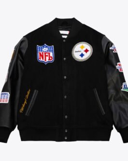 Pittsburgh Steelers Blackout Vintage Logo Varsity Jacket
