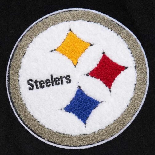 Pittsburgh Steelers Blackout Vintage Logo Varsity Jacket - Image 6