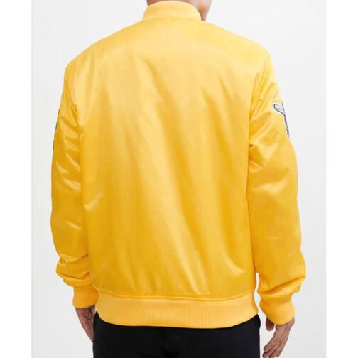 Pittsburgh Steelers Chest Hit Logo Yellow Satin Jacket - Image 2