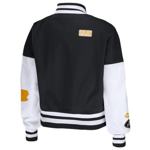 Varsity Pittsburgh Steelers Erin Andrews Black and White Jacket - Image 2