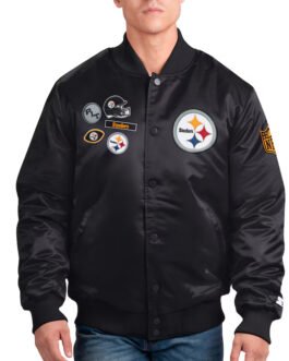 Pittsburgh Steelers Exclusive Black Varsity Satin Jacket