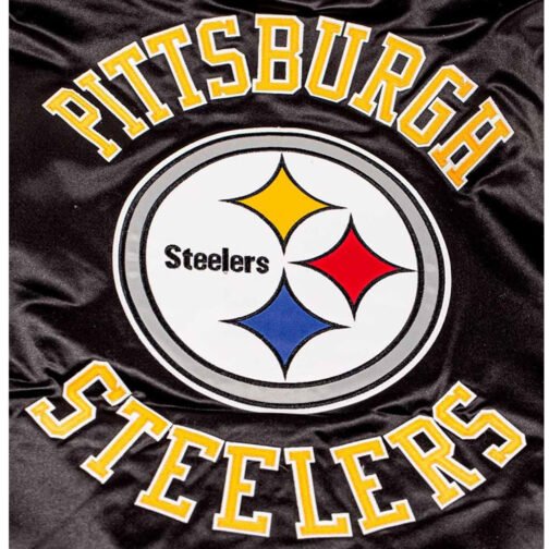 NFL Black Pittsburgh Steelers Heavyweight Satin Jacket - Image 3