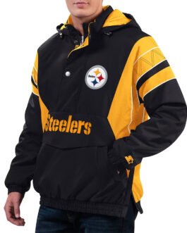 Home Team Pittsburgh Steelers Black Half-Zip Hoodie Jacket