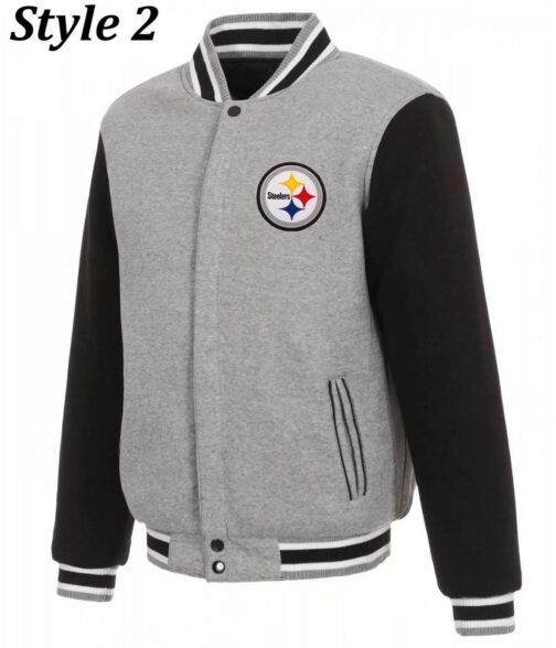 Varsity Pittsburgh Steelers Leather/Wool Jacket - Image 2