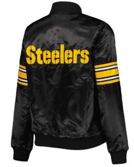 Pittsburgh Steelers Line Up Black Satin Jacket