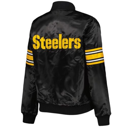 Pittsburgh Steelers Line Up Black Satin Jacket - Image 2
