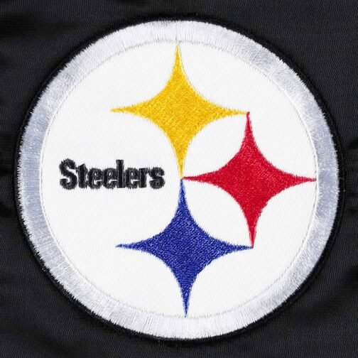 Pittsburgh Steelers Line Up Black Satin Jacket - Image 4
