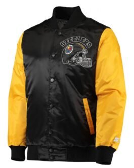 Locker Room Pittsburgh Steelers Throwback Satin Black and Yellow Jacket